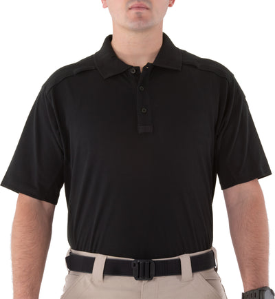 Front of Men's Cotton Short Sleeve Polo in Black