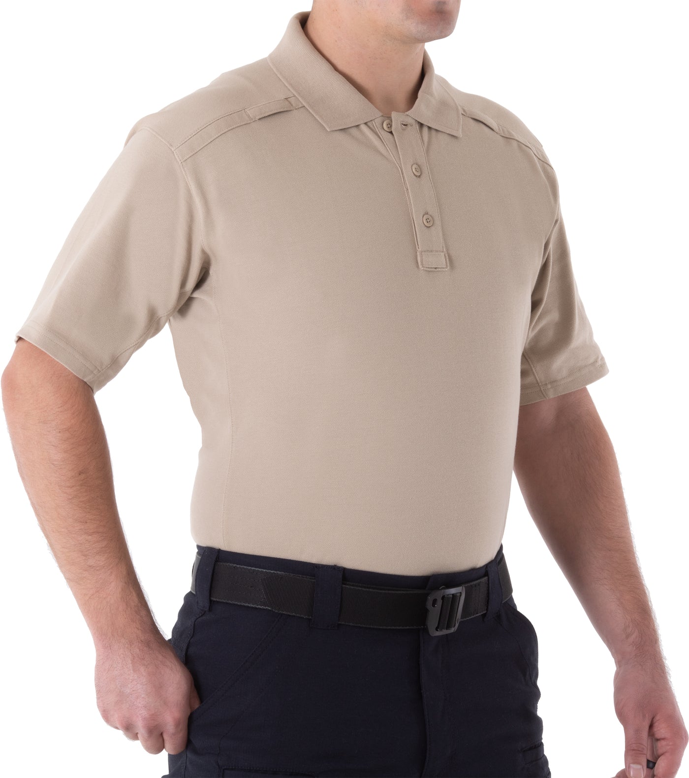 Side of Men's Cotton Short Sleeve Polo in Khaki