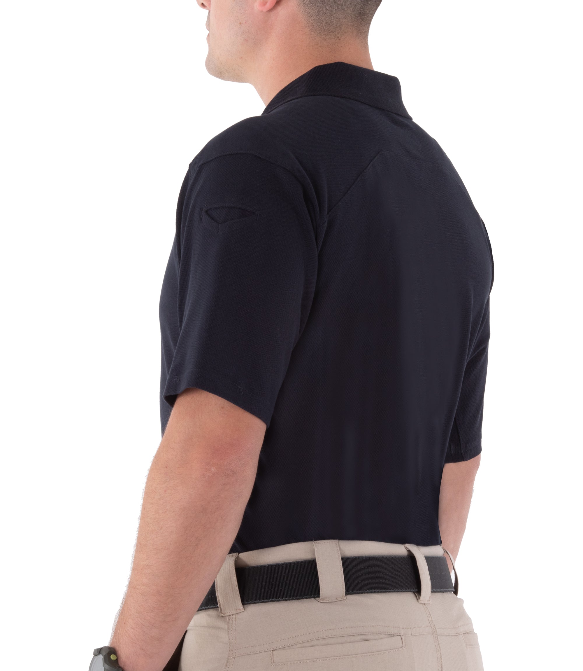 Side of Men's Cotton Short Sleeve Polo in Midnight Navy |color_midnight navy