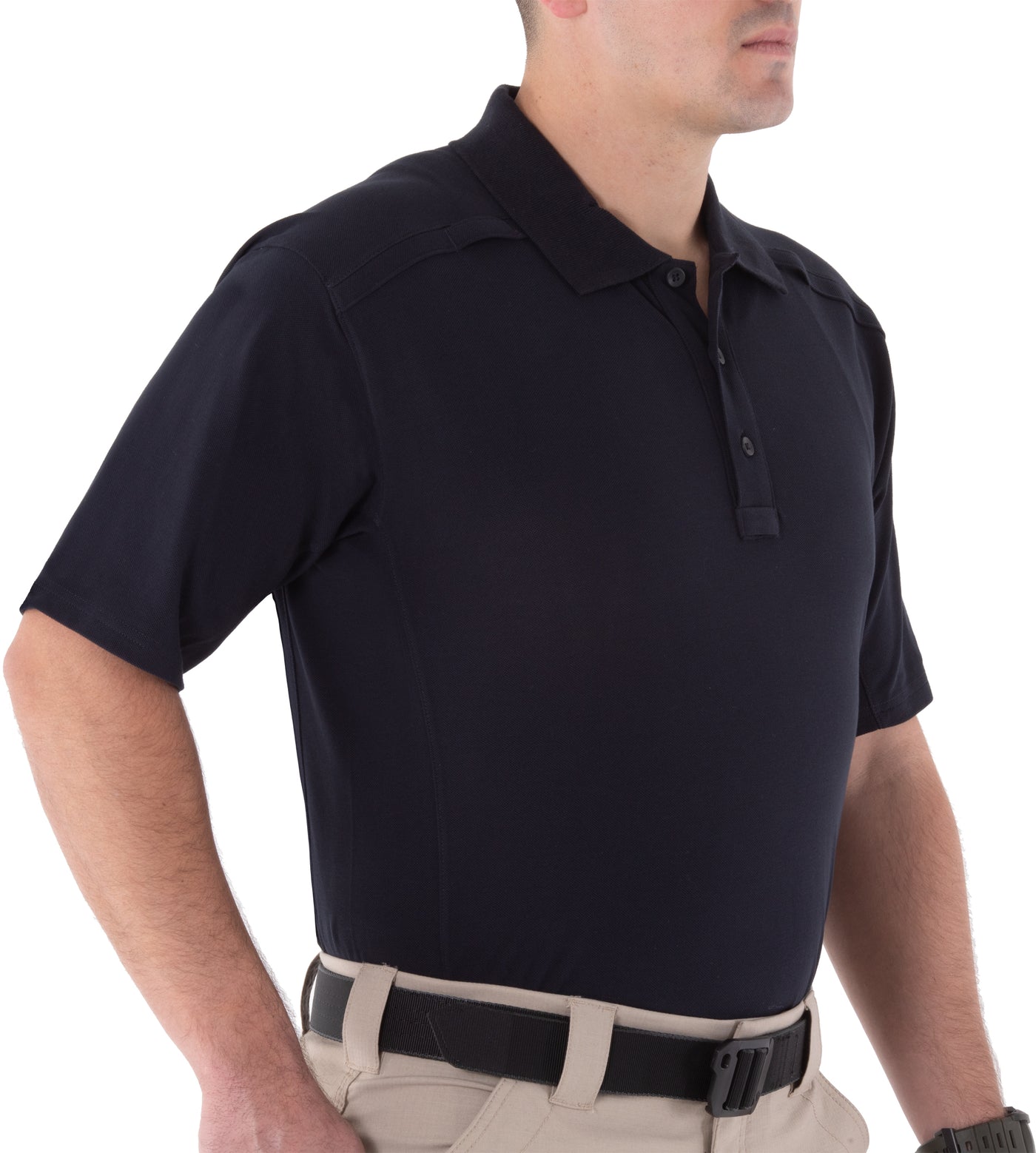 Front of Men's Cotton Short Sleeve Polo in Midnight Navy
