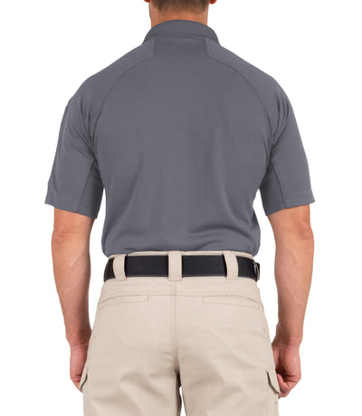 Back of Men's Performance Short Sleeve Polo in Wolf Grey
