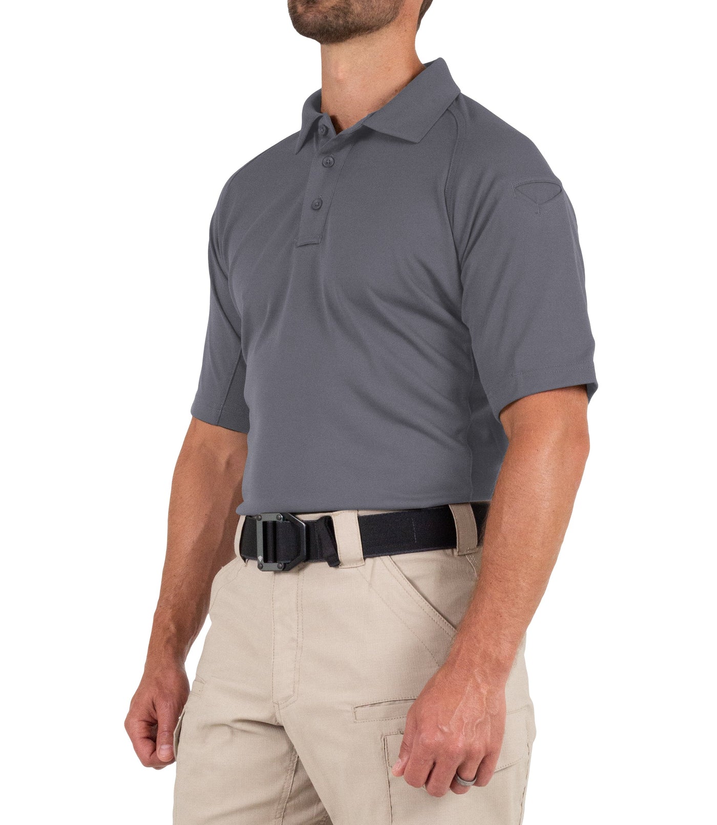 Side of Men's Performance Short Sleeve Polo in Wolf Grey