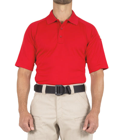 Front of Men's Performance Short Sleeve Polo in Red