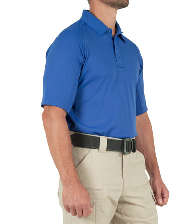 Side of Men's Performance Short Sleeve Polo in Academy Blue