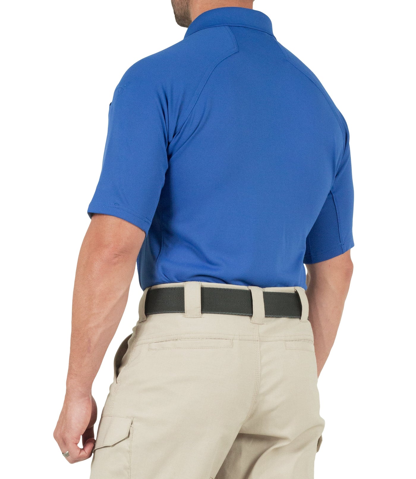 Side of Men's Performance Short Sleeve Polo in Academy Blue