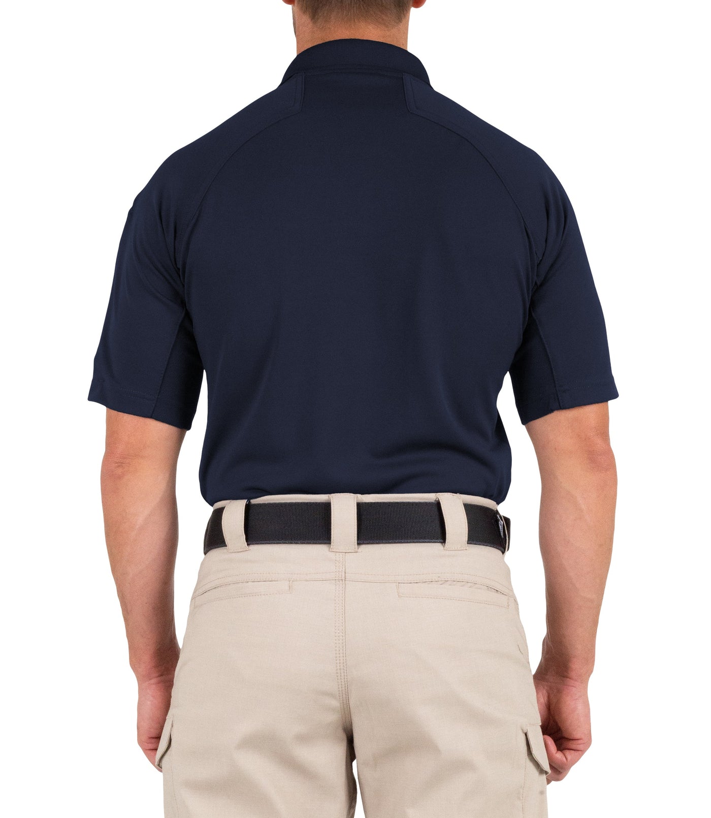 Back of Men's Performance Short Sleeve Polo in Midnight Navy