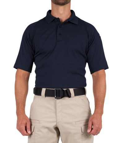 Front of Men's Performance Short Sleeve Polo in Midnight Navy
