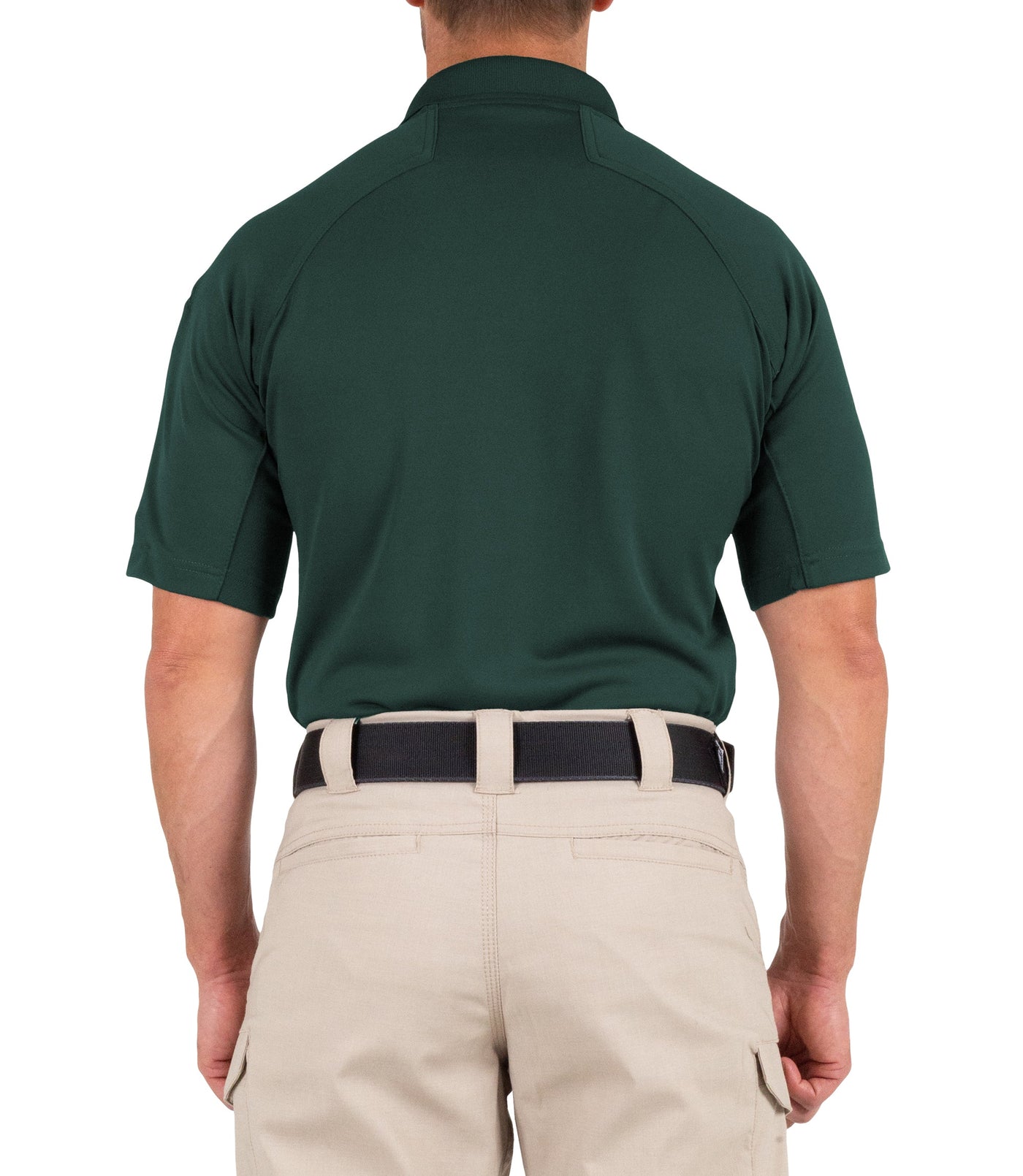 Back of Men's Performance Short Sleeve Polo in Spruce Green