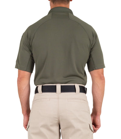 Back of Men's Performance Short Sleeve Polo in OD Green