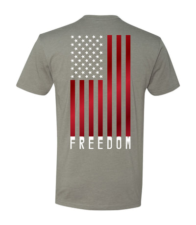 Back of Freedom Flag T-Shirt in Stone
