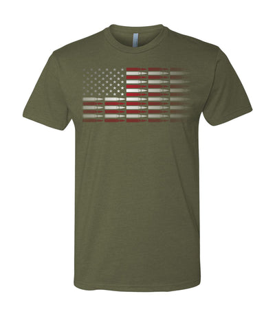 Front of Ammo Flag T-Shirt in Military Green