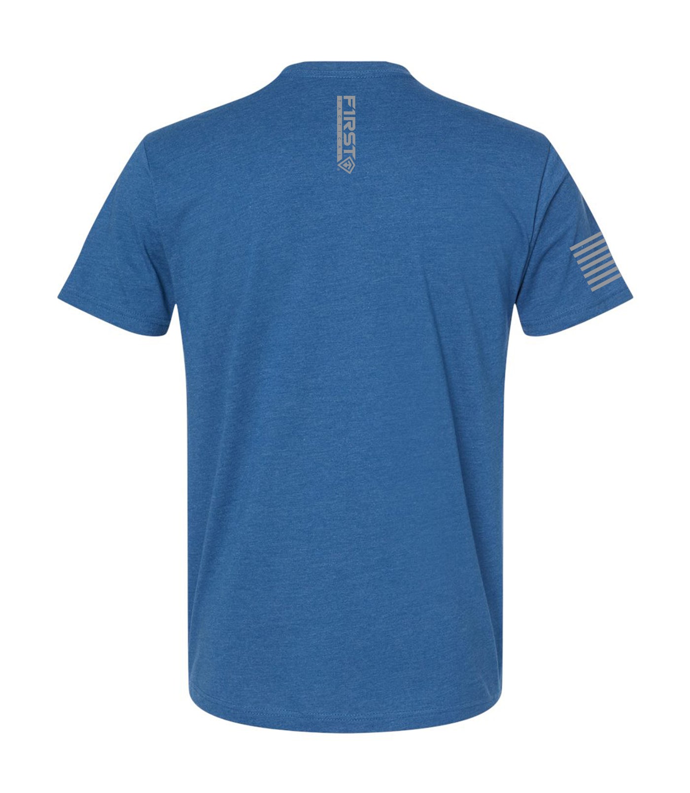 Back of Steel Sharpens Steel T-Shirt in Heather Cool Blue