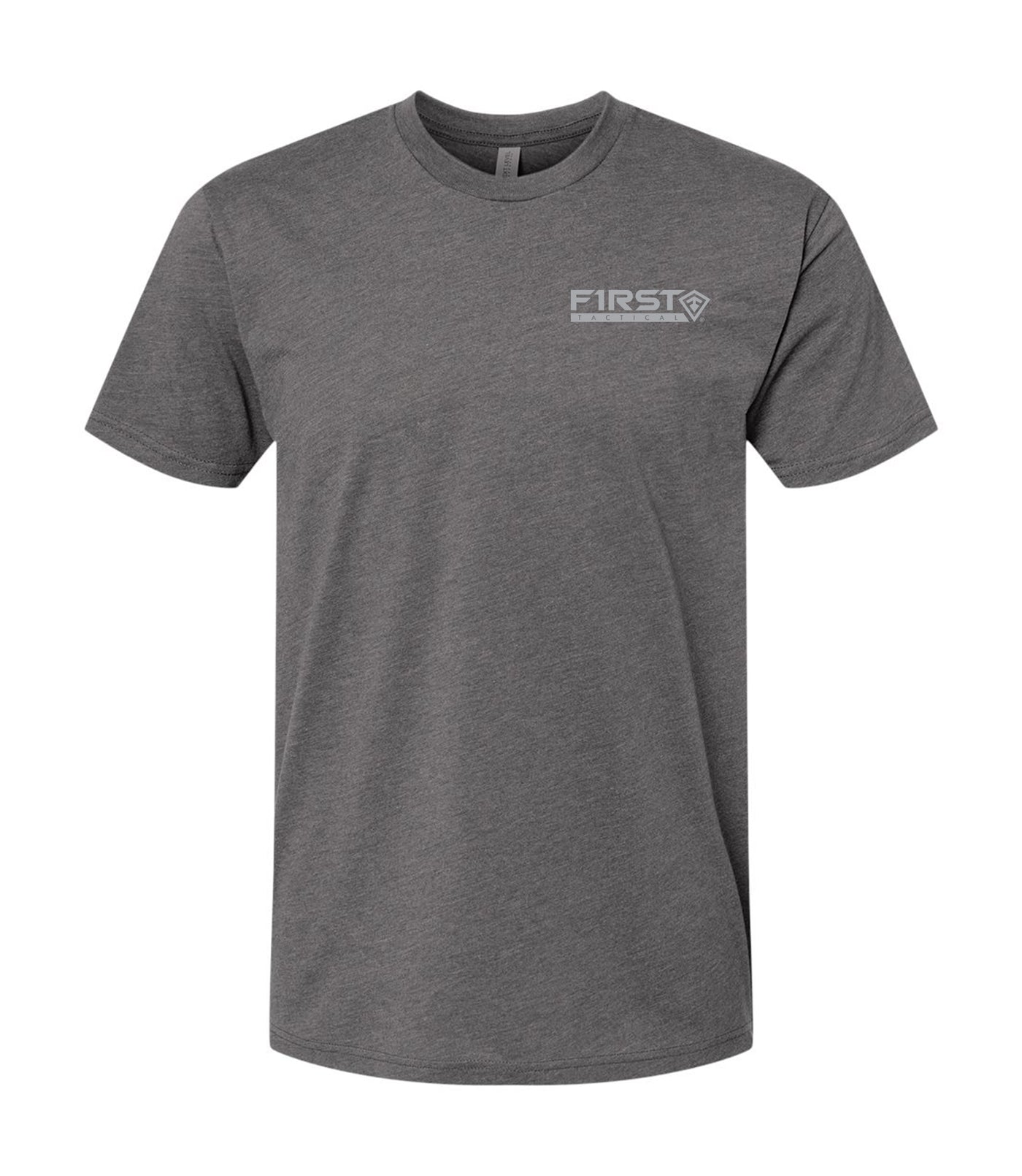 Front of Angled Flag T-Shirt in Heather Heavy Metal