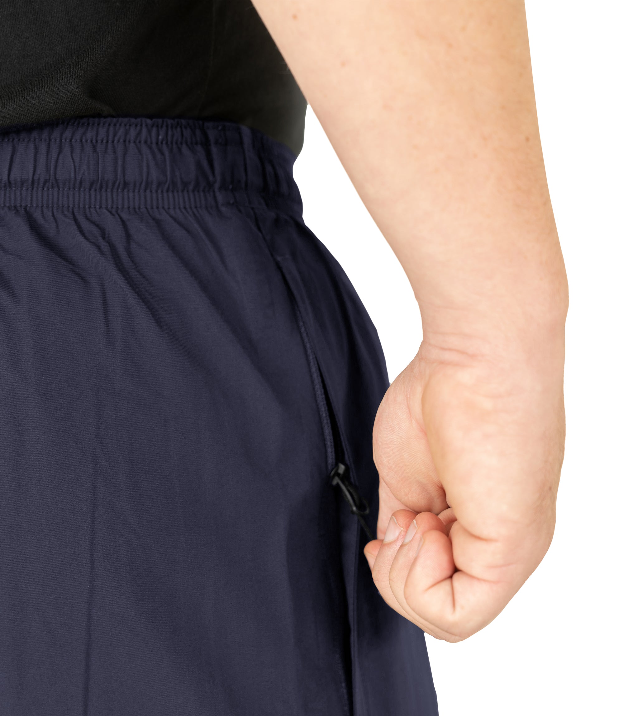 Zipper of Tactix Rain Pant in Midnight Navy |color_midnight navy