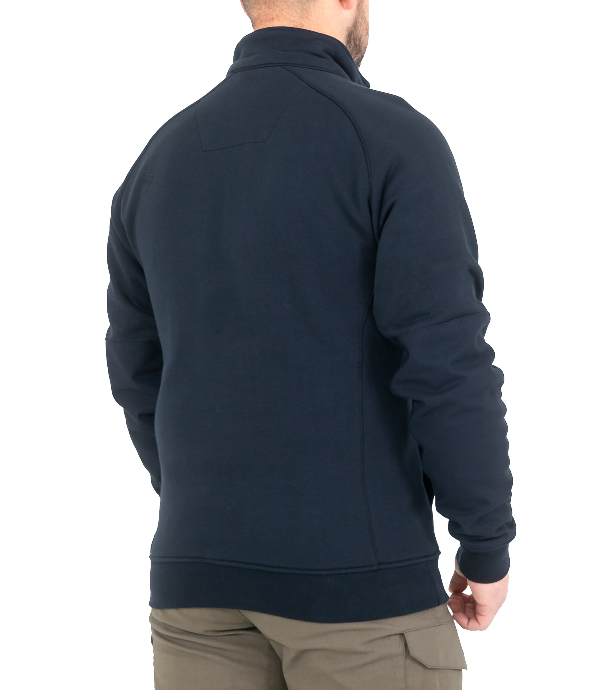 Side of Men’s Cotton Job Shirt Quarter Zip in Midnight Navy |color_midnight navy