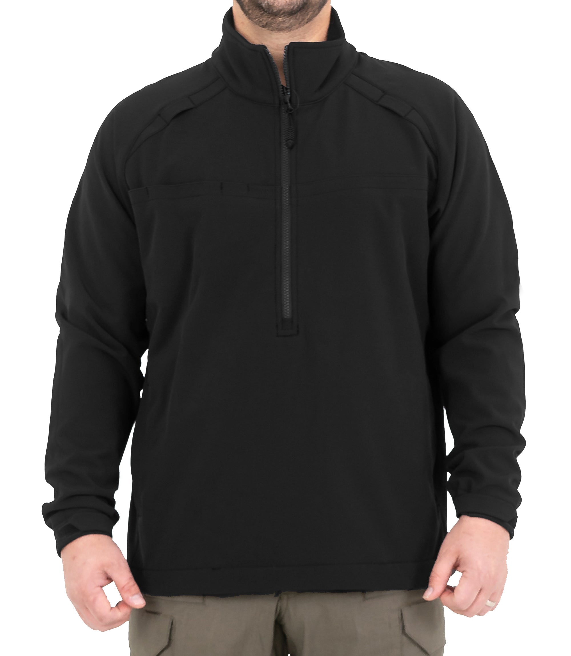 Front of Men’s Tactix Softshell Pullover in Black |color_black