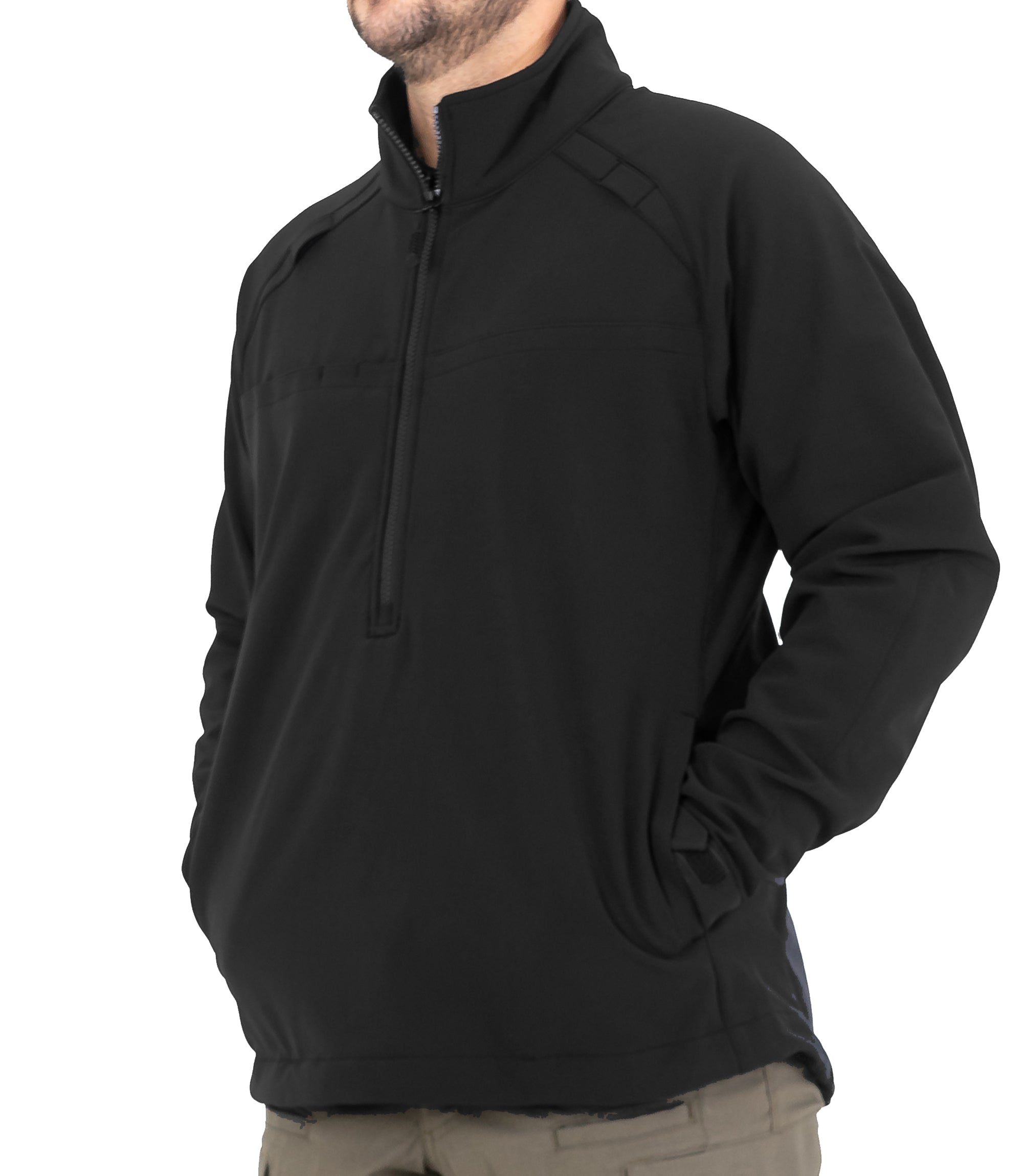 Front Pockets of Men’s Tactix Softshell Pullover in Black |color_black