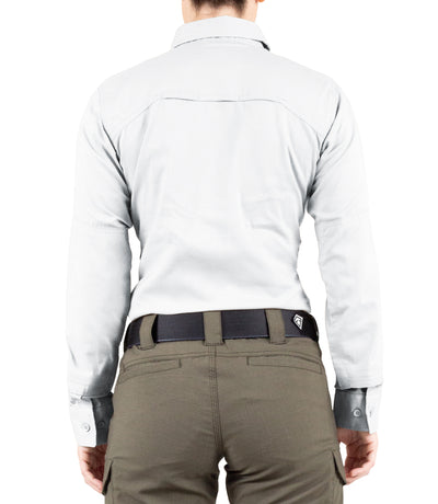 Back of Women's V2 Tactical Long Sleeve Shirt in White