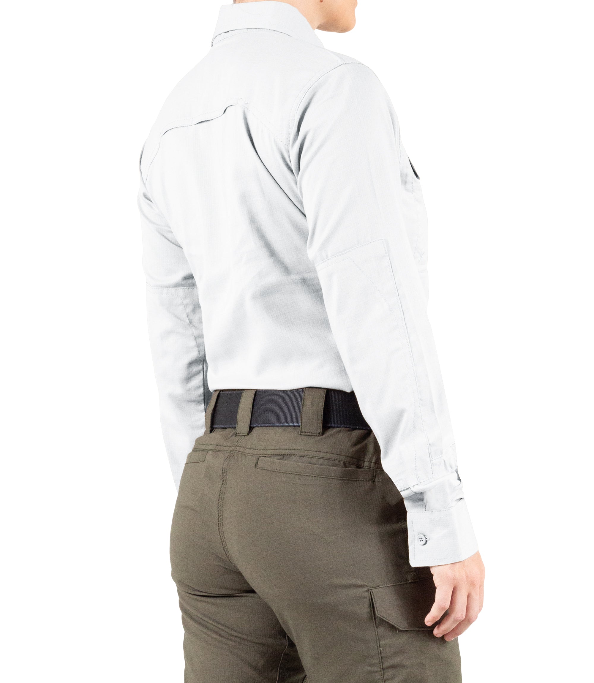 Side of Women's V2 Tactical Long Sleeve Shirt in White |color_white