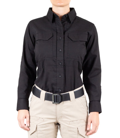 Front of Women's V2 Tactical Long Sleeve Shirt in Black