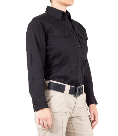 Side of Women's V2 Tactical Long Sleeve Shirt in Black