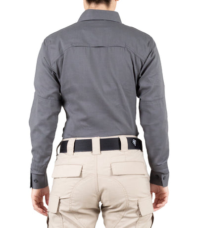 Back of Women's V2 Tactical Long Sleeve Shirt in Wolf Grey