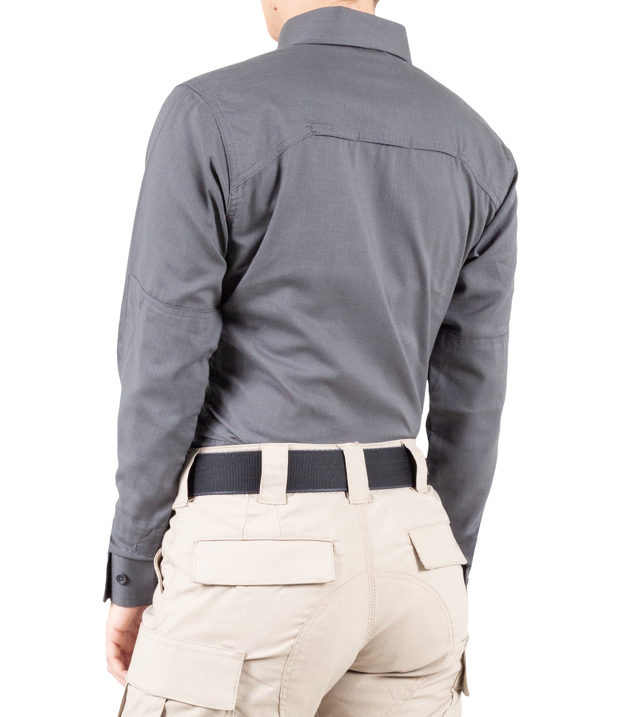 Side of Women's V2 Tactical Long Sleeve Shirt in Wolf Grey |color_wolf grey