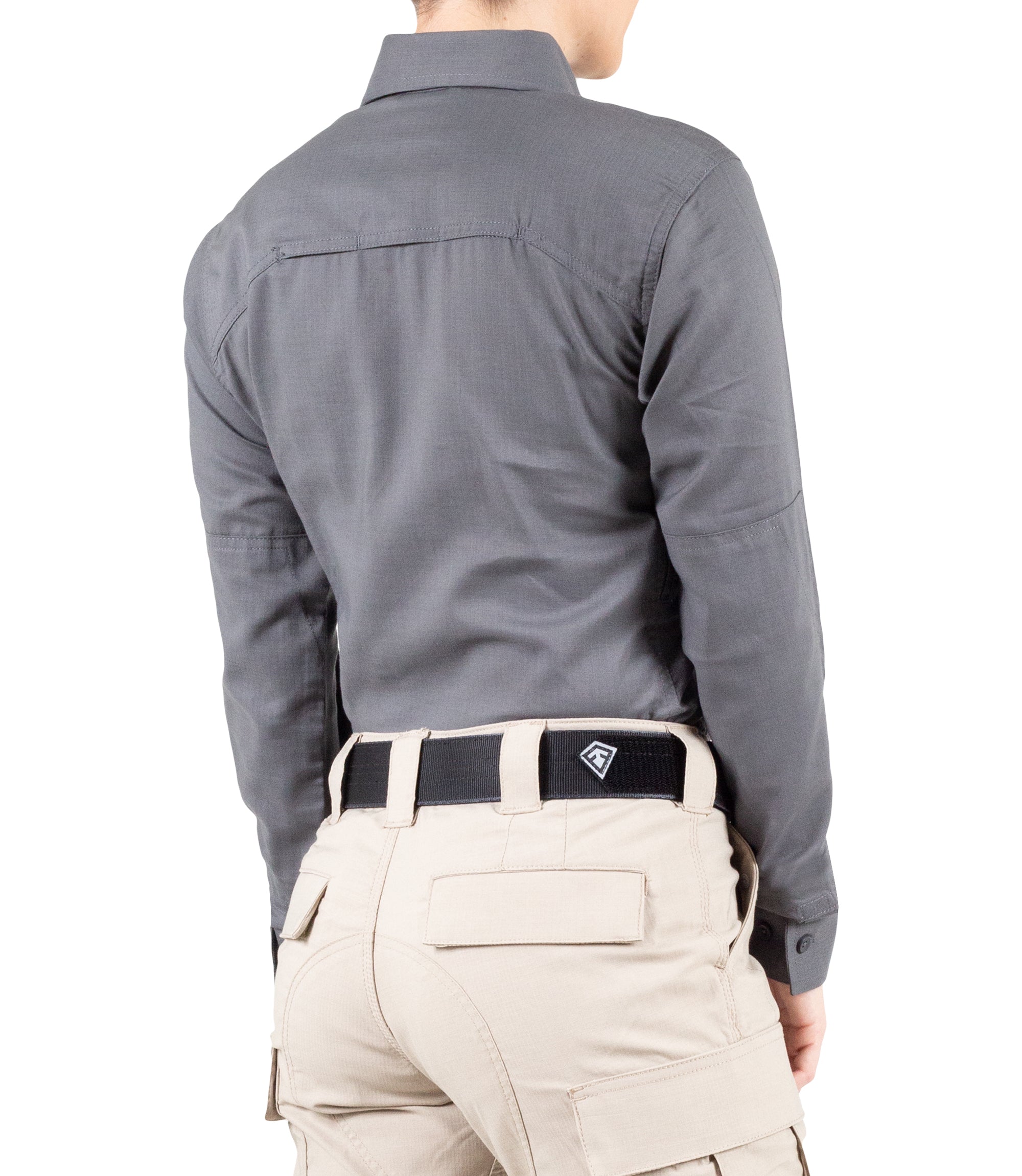 Side of Women's V2 Tactical Long Sleeve Shirt in Wolf Grey |color_wolf grey