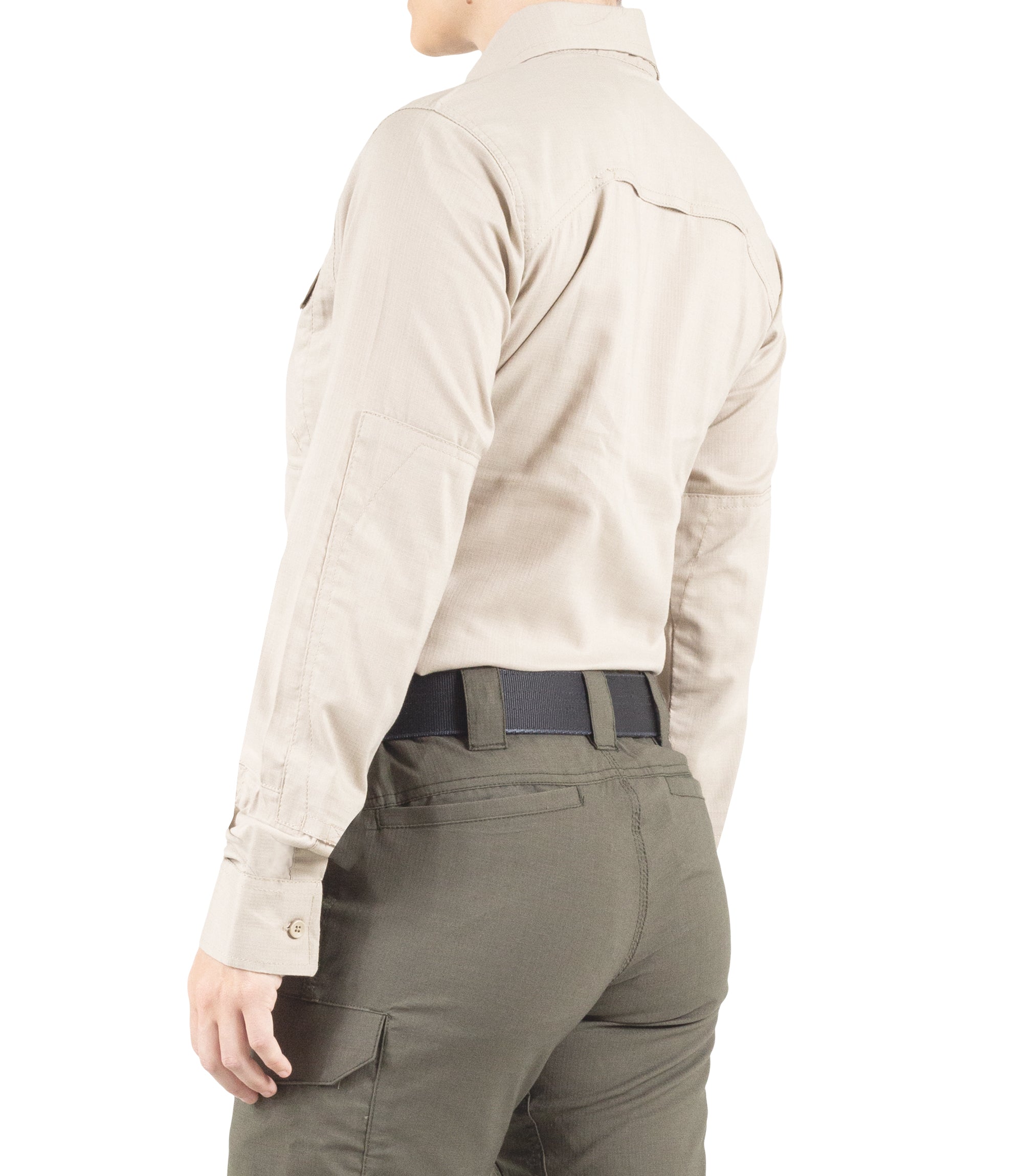Side of Women's V2 Tactical Long Sleeve Shirt in Khaki |color_khaki