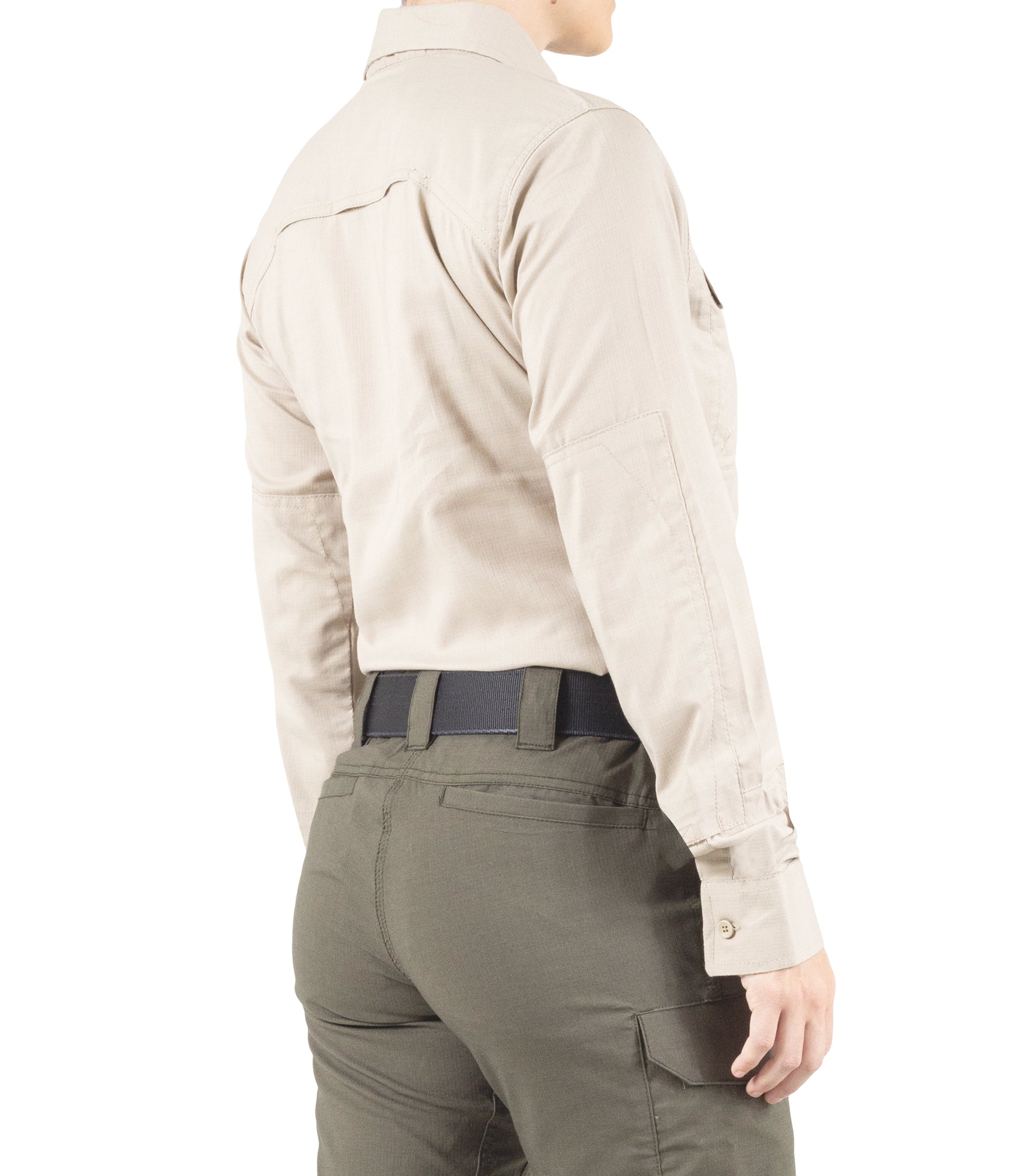 Side of Women's V2 Tactical Long Sleeve Shirt in Khaki |color_khaki