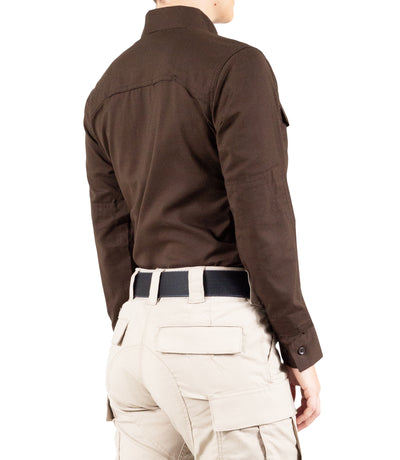 Side of Women's V2 Tactical Long Sleeve Shirt in Brown