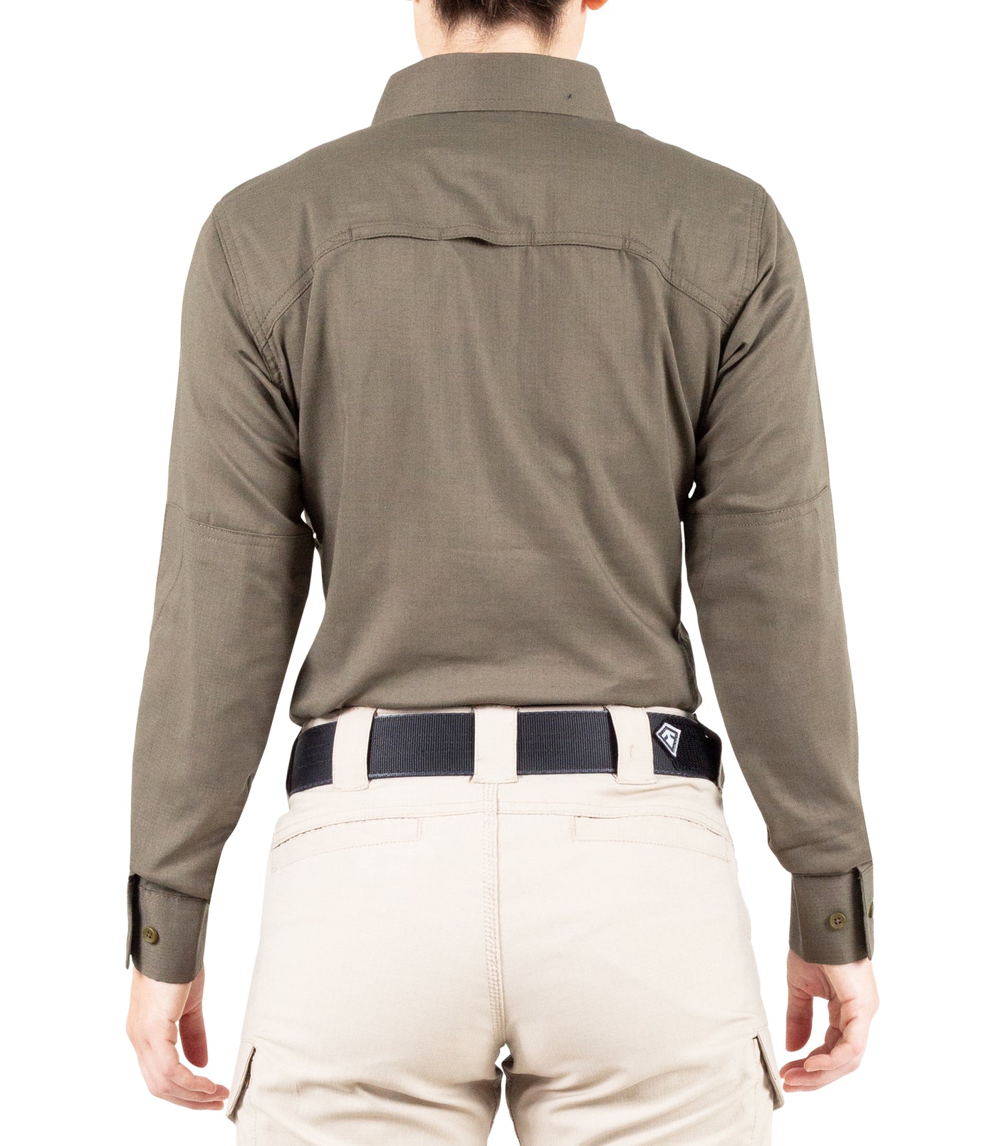 Back of Women's V2 Tactical Long Sleeve Shirt in Ranger Green