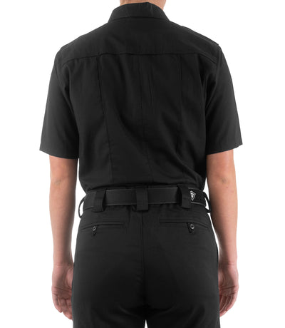 Back of Women's Pro Duty Uniform Short Sleeve Shirt in Black