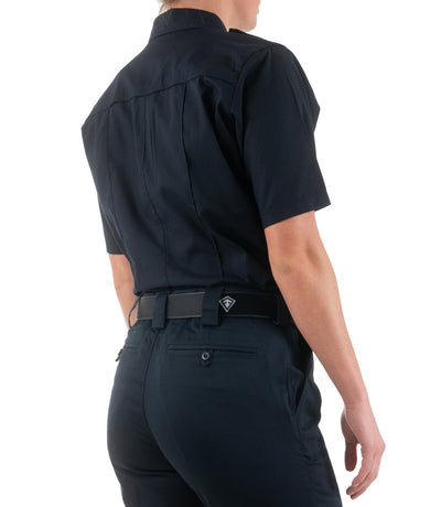 Side of Women's Pro Duty Uniform Short Sleeve Shirt in Midnight Navy