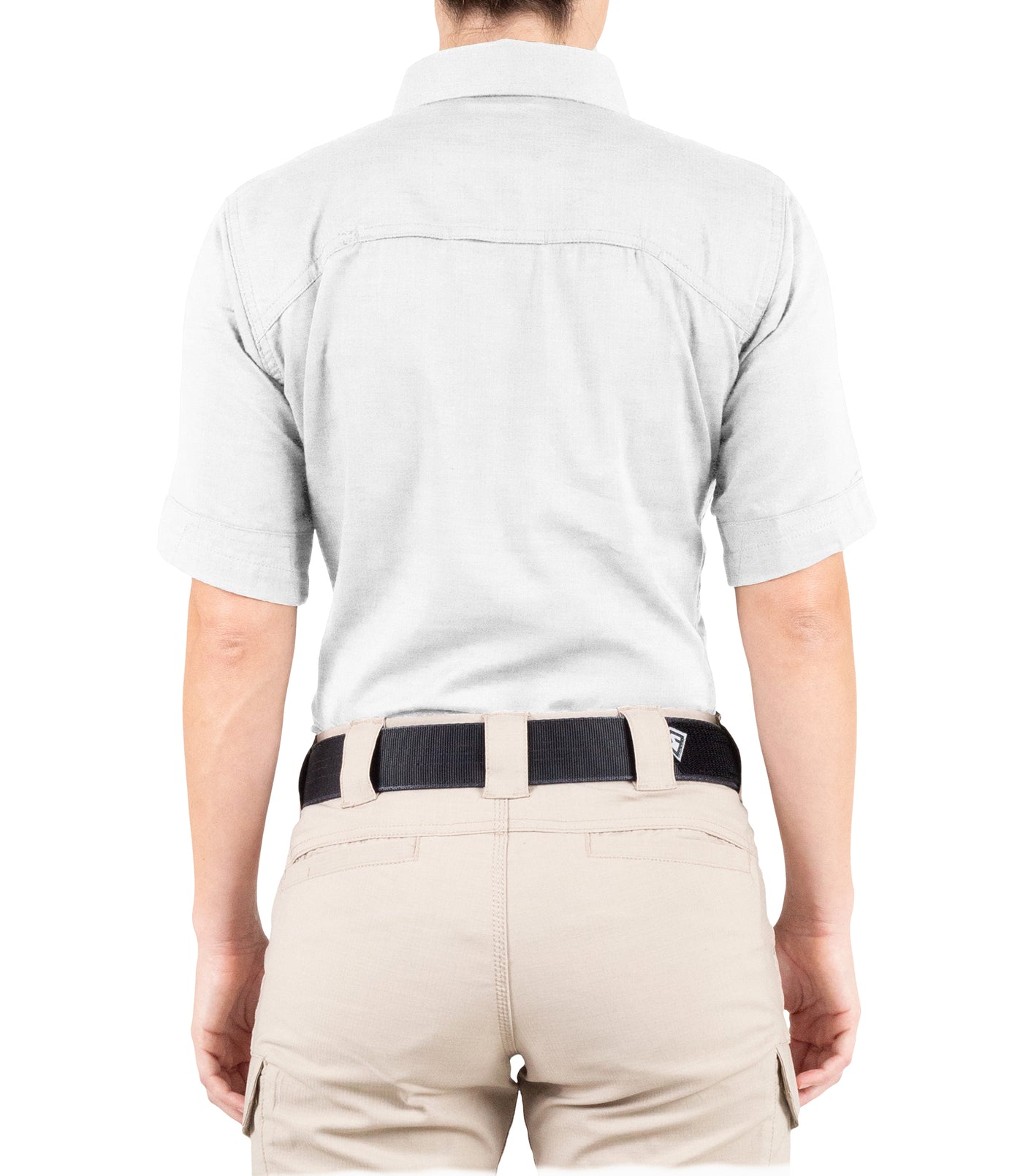 Back of Women's V2 Tactical Short Sleeve Shirt in White