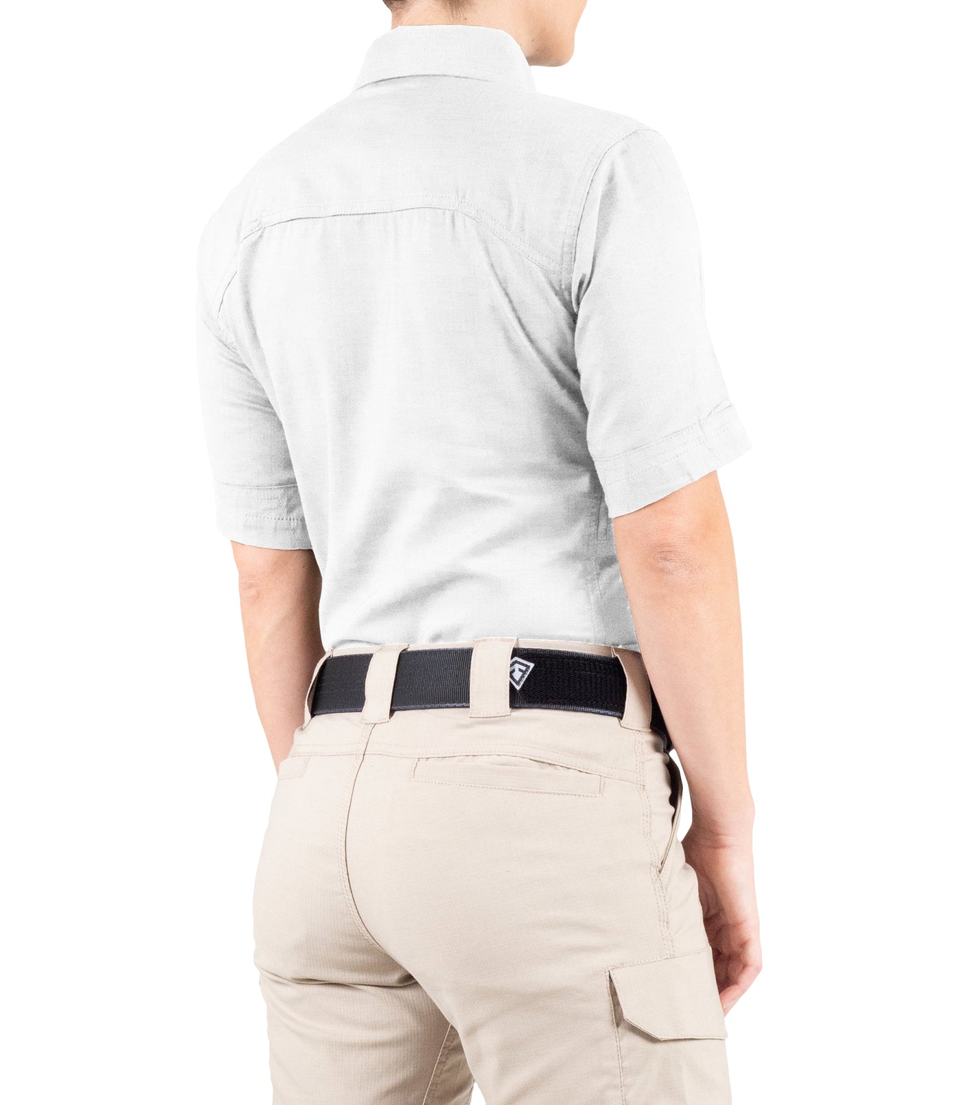 Side of Women's V2 Tactical Short Sleeve Shirt in White