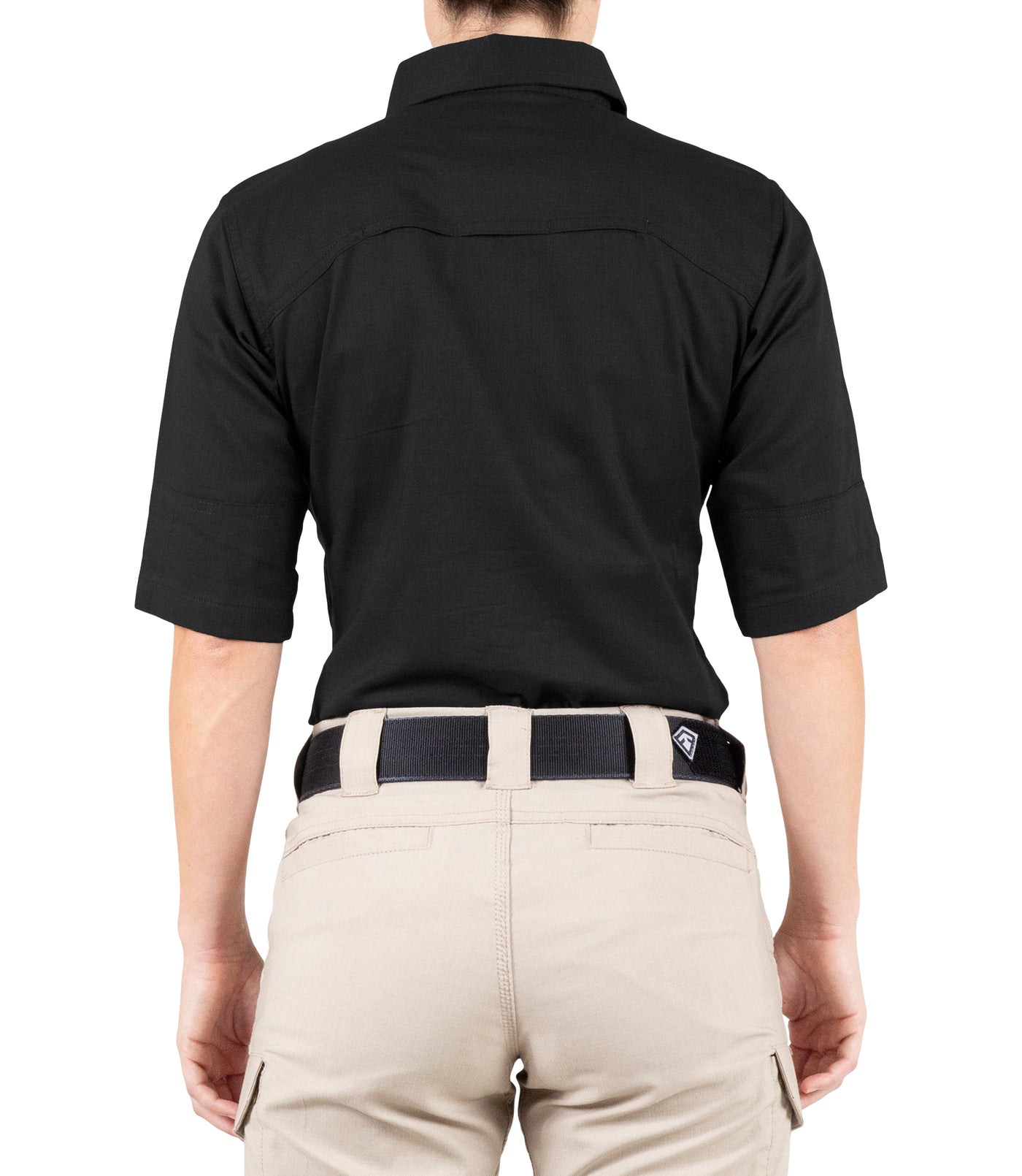 Back of Women's V2 Tactical Short Sleeve Shirt in Black