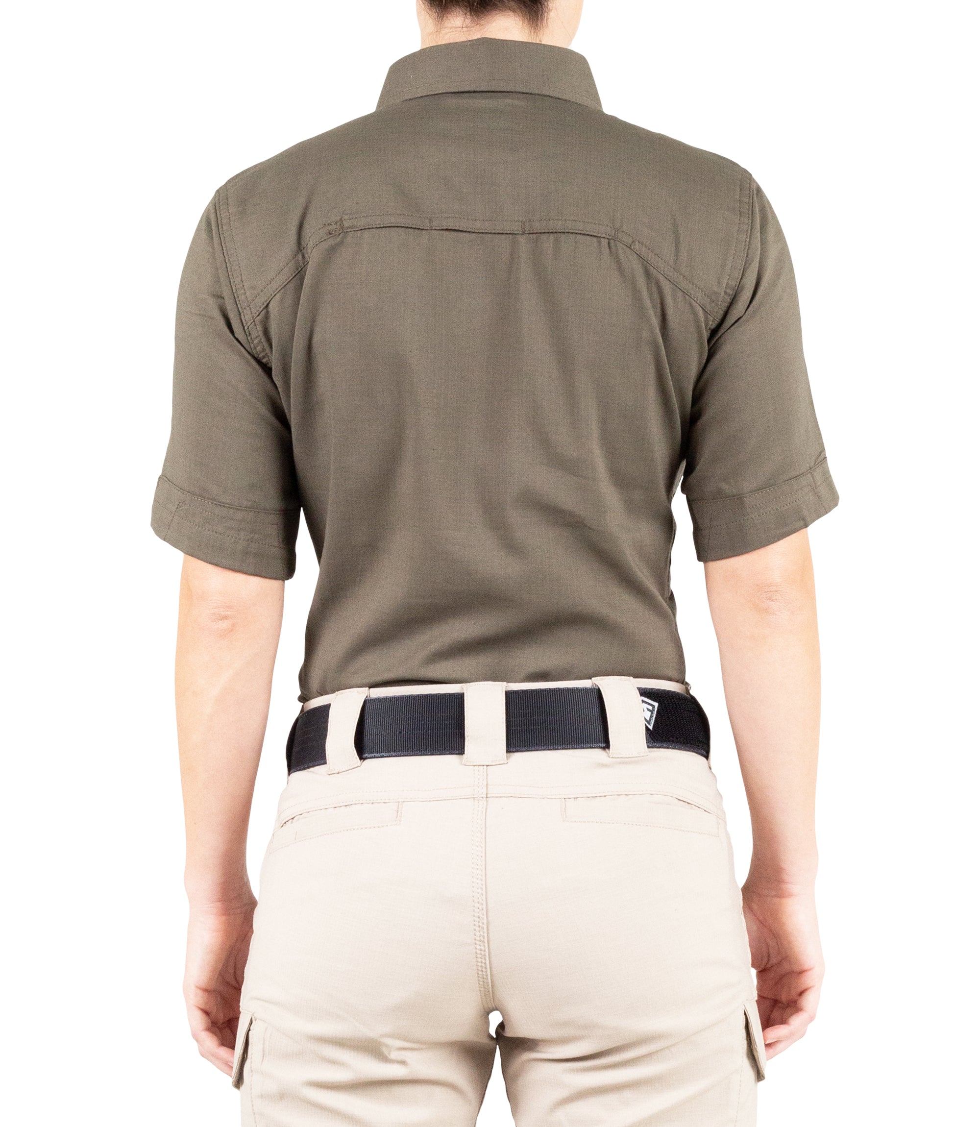 Back of Women's V2 Tactical Short Sleeve Shirt in Ranger Green |color_ranger green