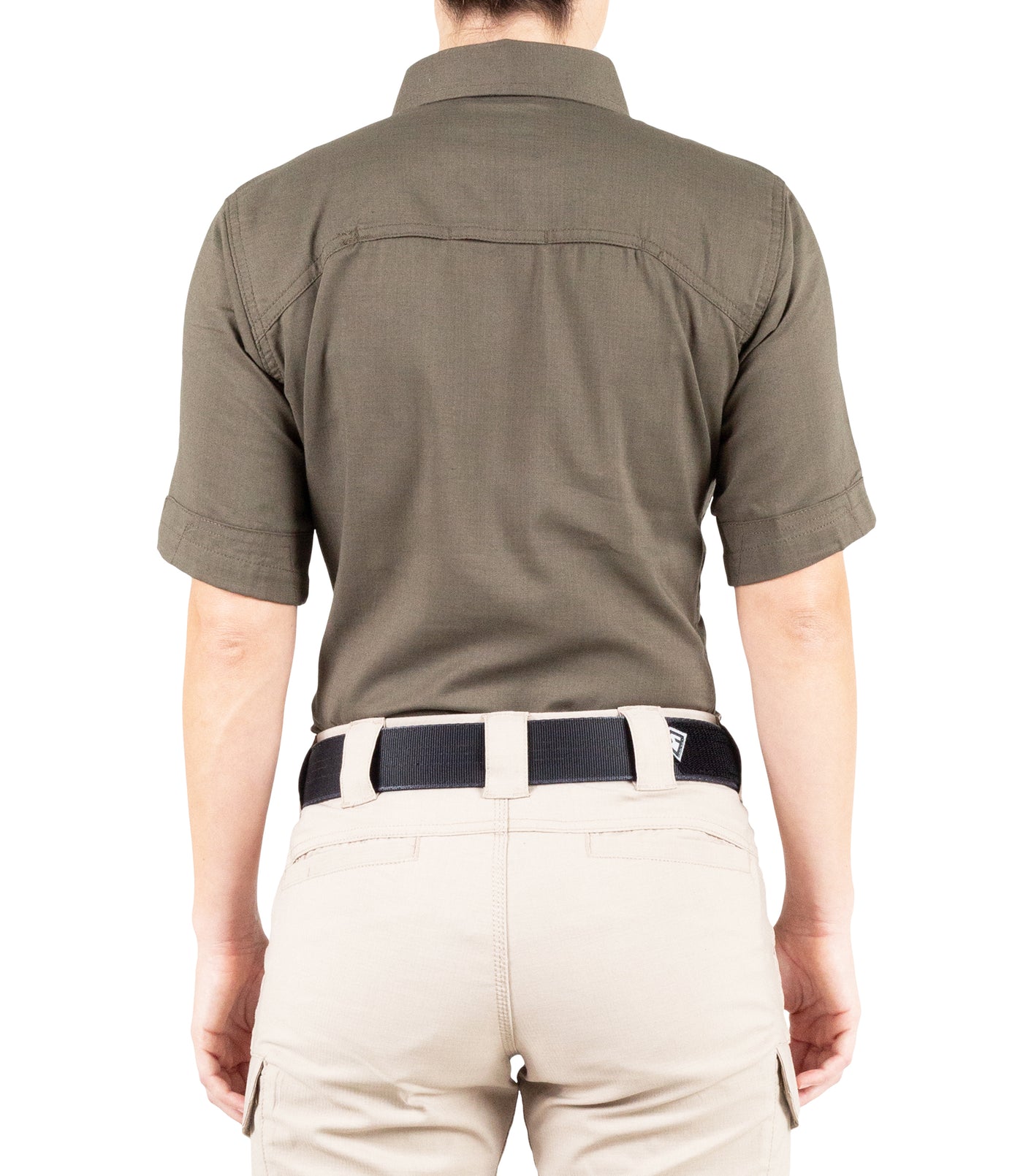 Back of Women's V2 Tactical Short Sleeve Shirt in Ranger Green