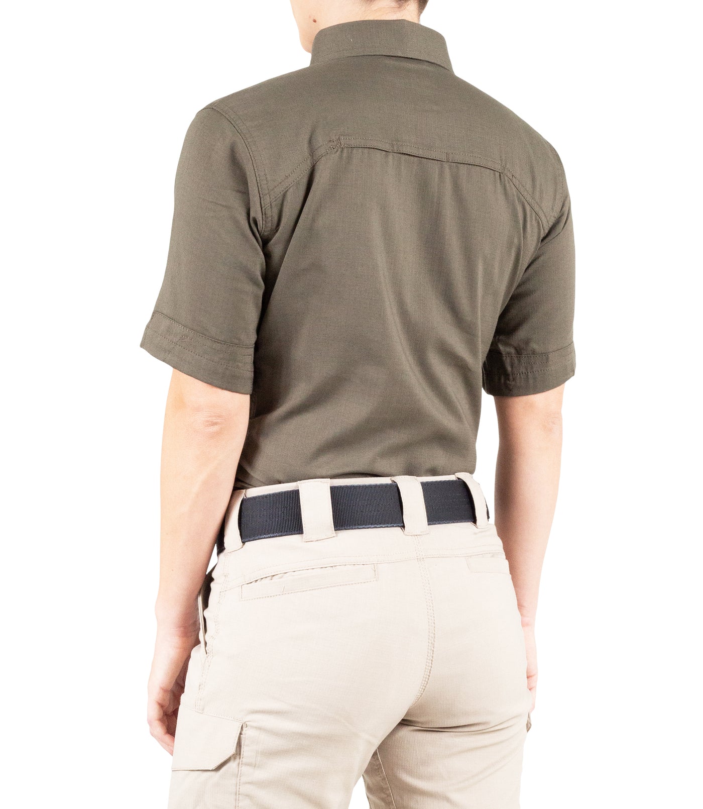 Side of Women's V2 Tactical Short Sleeve Shirt in Ranger Green