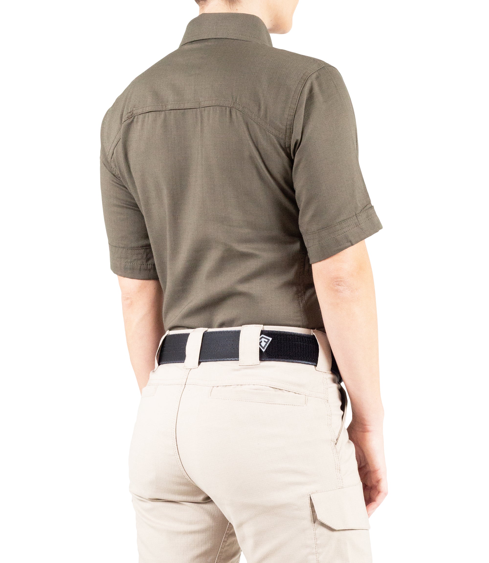 Side of Women's V2 Tactical Short Sleeve Shirt in Ranger Green |color_ranger green