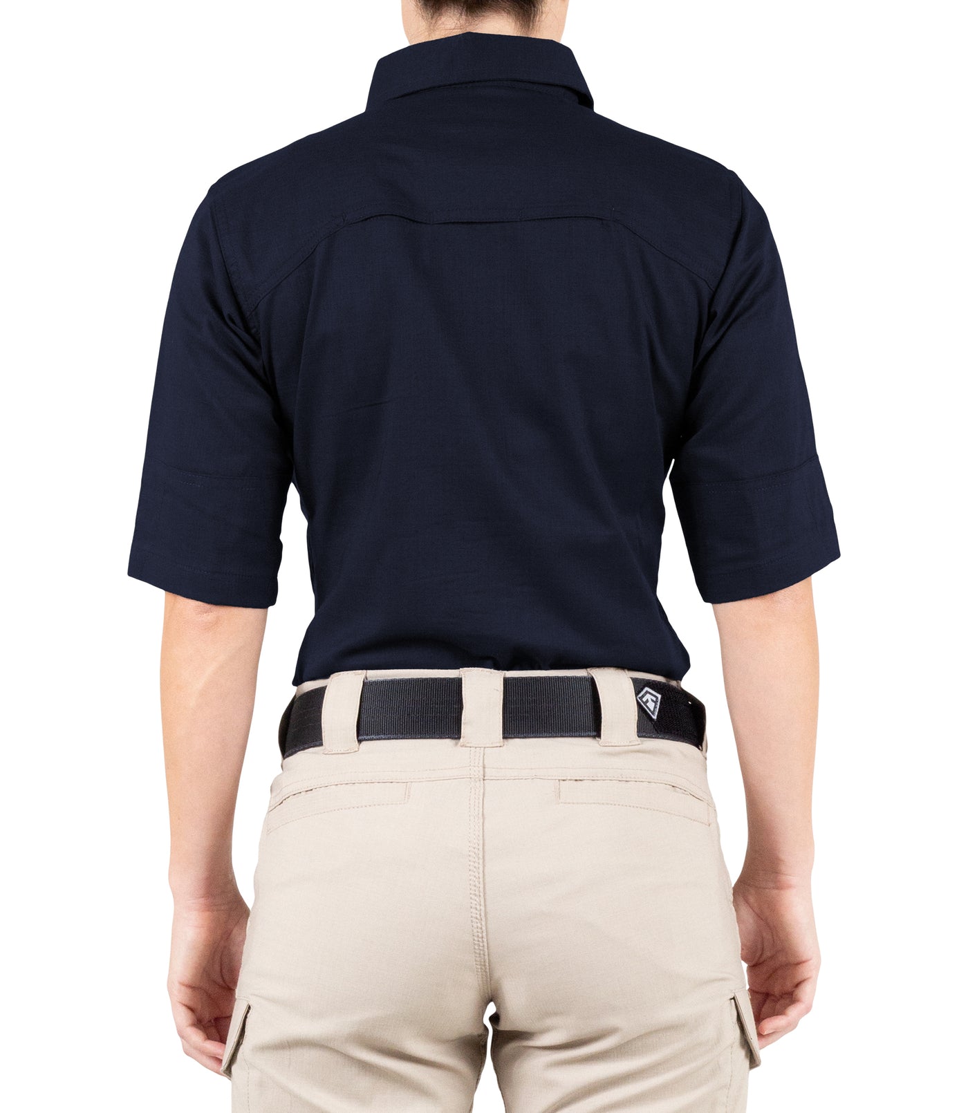 Back of Women's V2 Tactical Short Sleeve Shirt in Midnight Navy