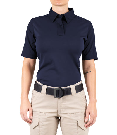 Front of Women's V2 Pro Performance Short Sleeve Shirt in Midnight Navy