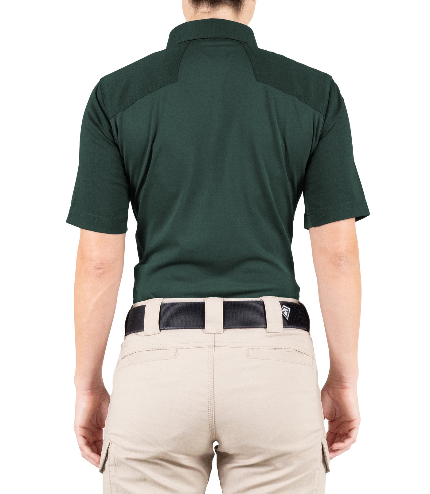 Back of Women's V2 Pro Performance Short Sleeve Shirt in Spruce Green
