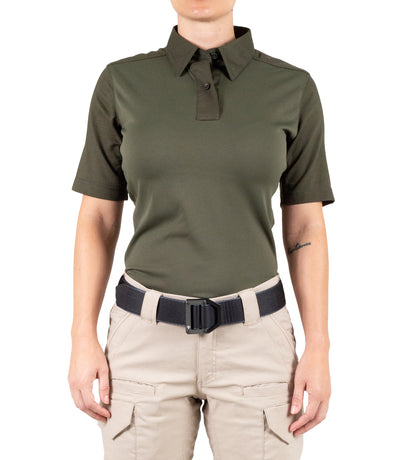 Front of Women's V2 Pro Performance Short Sleeve Shirt in OD Green