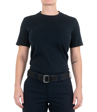Front of Women's Tactix Series Cotton Short Sleeve T-Shirt in Midnight Navy