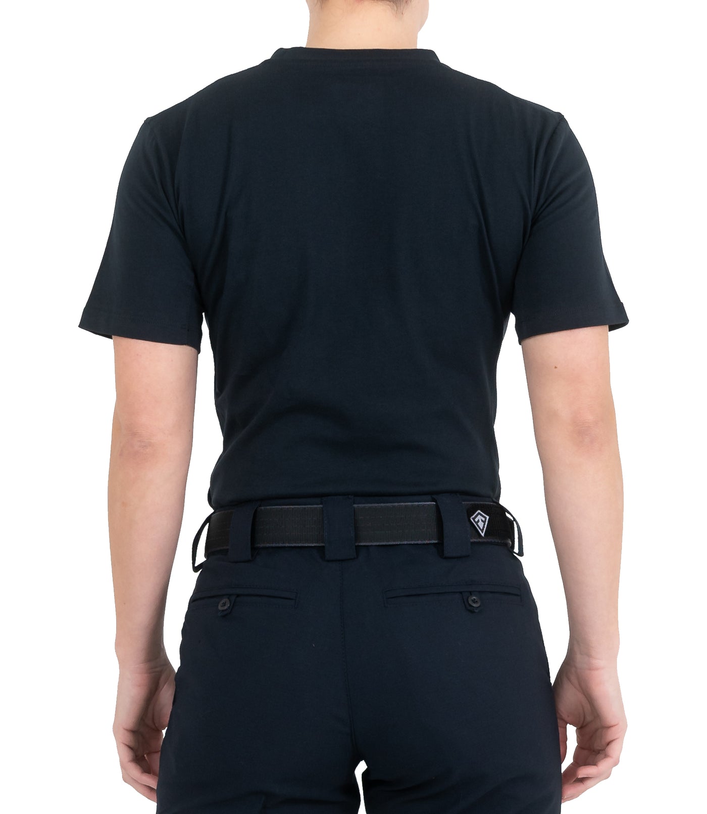Back of Women's Tactix Series Cotton Short Sleeve T-Shirt in Midnight Navy