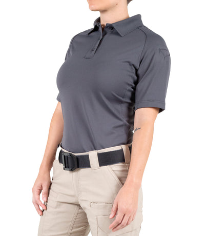 Side of Women's Performance Short Sleeve Polo in Wolf Grey