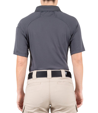 Back of Women's Performance Short Sleeve Polo in Wolf Grey