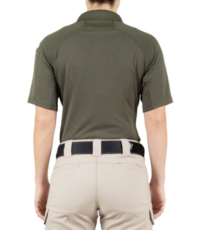 Back of Women's Performance Short Sleeve Polo in OD Green